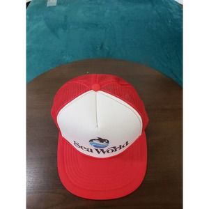 VINTAGE Sea World Hat Cap Mens Adjustable Red Mesh Back One Size San Diego